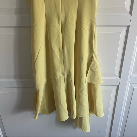THEIA lemon ruffle yellow asymmetric midi dress 22768 - Picture 11 of 16